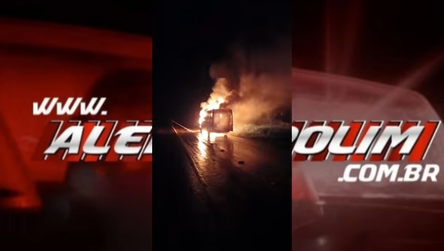 Ambulância de Alta Floresta do Oeste, que transportava paciente, pegou fogo durante a madrugada na RO 479, em Rolim de Moura – Vídeo