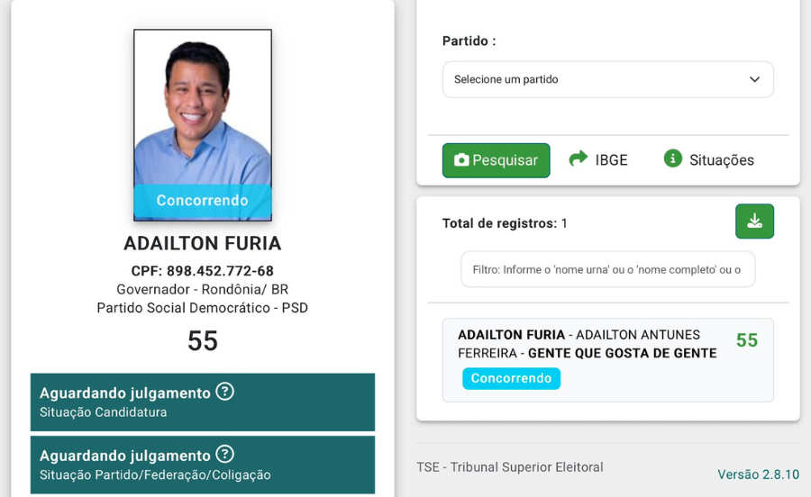 Adaílton Fúria é o primeiro candidato ao Governo de Rondônia a registrar candidatura no TRE-RO