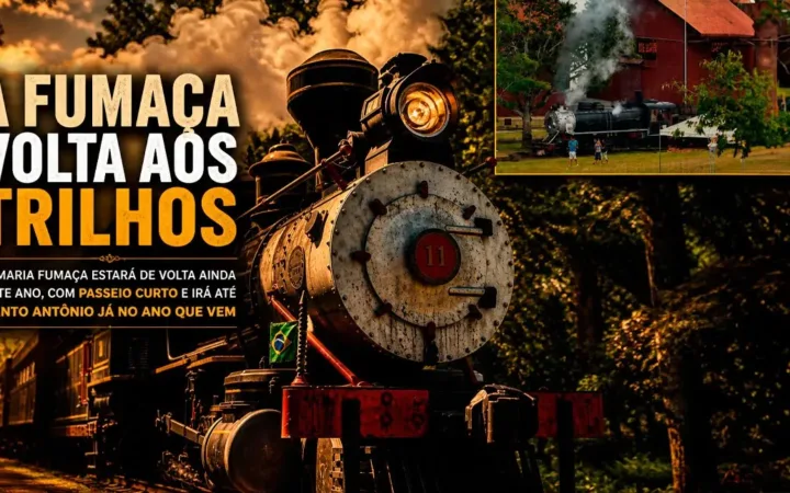 A Maria Fumaça estará de volta ainda este ano, com passeio curto e irá até Santo Antônio já no ano que vem